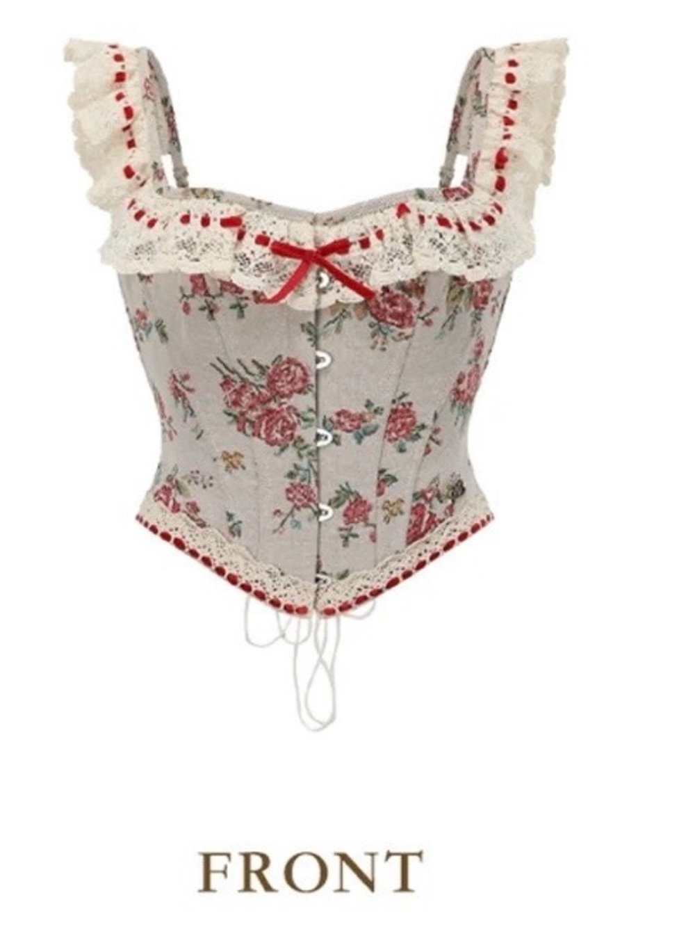 Lacemade Christmas Cottage Corset-Floral Lace Trim Top-US size 6
